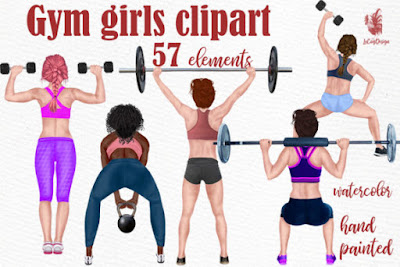 Girls Workout Clipart Graphic