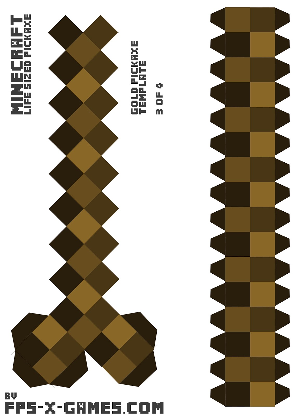 minecraft papercraft gold pickaxe 3 of 4 minecraft papercraft gold