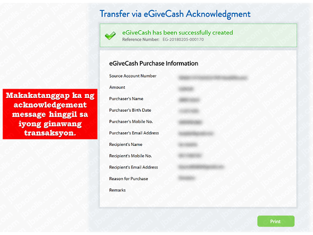 Money transfers has been very easy with the use of modern technology. During the time of snailmail and moneygram, sending and receiving money takes days ,even months if the origin is out of the country. Now, within minutes, the money you sent can be received  by your loved ones through electronic money transfer. Moreso, you can even do it online if you both have ATM cards.  but do you know that you can make money transfers online and your recipient can withdraw it at an ATM machine without even using an ATM card?  Security Bank took money transfer transactions into a great new level. They call it eGivecash.    What is a Security Bank eGiveCash?    The Security Bank eGiveCash or eGC is a single-use virtual gift card which will allow the Purchaser to send money to someone without a bank account or a physical card. The Recipient performs cash-out from an ATM using a Passcode, eGC number and amount.     Where and how do I purchase an eGC?  Security Bank Online (for enrolled clients)   1. Log-in to Security Bank Online (https://securitybankonline.securitybank.com)  2. Click Accounts> eGiveCash> Purchase eGiveCash  3. Fill out the eGiveCash Purchase Information Details then click 'Submit' button  4. Once confirmed, your account will be automatically debited with the intended amount you purchased plus the corresponding fee.  5. You will receive an SMS containing the Passcode while your Recipient simultaneously receives an SMS containing the 16-digit eGC number and amount.  6. Inform your recipient about the Passcode via phone call or SMS.  7. Your recipient can cash-out the eGC using 3 important information: eGC number, passcode and amount in selected SBC ATM that has an eGC logo sticker.      You Can also get eGC at any Security Bank Branch.   Here are the steps:     1. Fill-out the eGC application form.    2. Present at least one valid government issued ID with photo.    3. Pay the intended amount and corresponding card fee.    4. You will receive an SMS containing the Passcode while your Recipient simultaneously receives an SMS containing the 16-digit eGC number and amount.    5. Inform your recipient about the Passcode via phone call or SMS.    6. Your recipient can cash-out the eGC using 3 important information: eGC number, passcode and amount in selected SBC ATM that has an eGC logo sticker.  Sponsored Links  Can anybody purchase an eGC?  Yes, an eGC can be purchased by anyone, with or without a Security Bank account.  What is the minimum and maximum amount of an eGC? The minimum amount of an eGC is is Five Hundred Pesos (P500) while the maximum is Ten Thousand Pesos (P 10,000).   How to send money via eGC?                     How to to cardless withdrawal with eGC?                 For more information, visit Security Bank website.      Read More:     How To Get Philippine International Driving Permit (PIDP)    DFA To Temporarily Suspend One-Day Processing For Authentication Of Documents (Red Ribbon)  SSS Monthly Pension Calculator Based On Monthly Donation  What You Need to Know For A Successful Housing Loan Application  What is Certificate of Good Conduct Which is Required By Employers In the UAE and HOW To Get It?  OWWA Programs And Benefits, Other Concerns Explained By DA Arnel Ignacio And Admin Hans Cacdac   ©2018 THOUGHTSKOTO  www.jbsolis.com   SEARCH JBSOLIS, TYPE KEYWORDS and TITLE OF ARTICLE at the box below