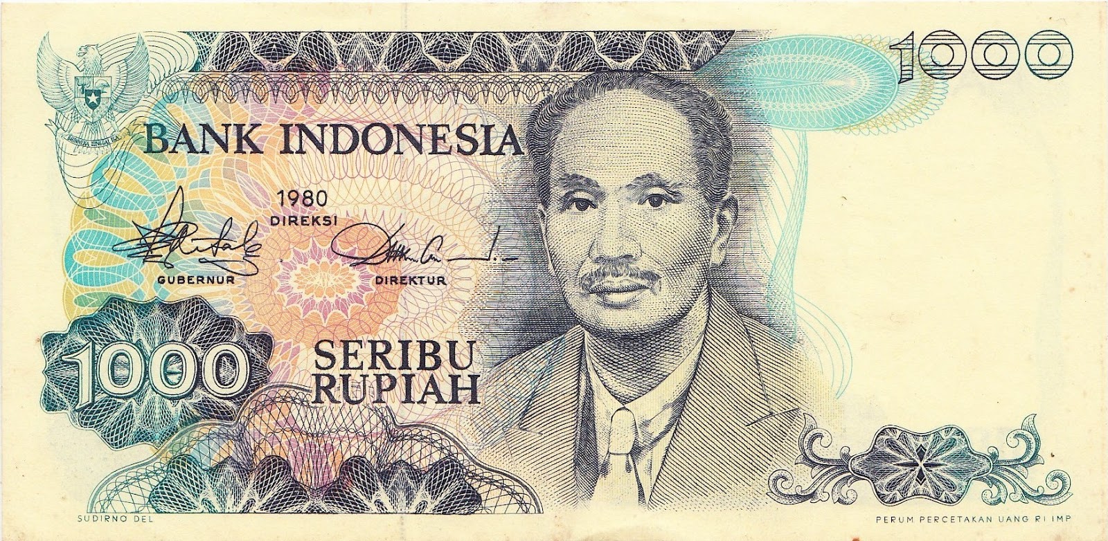 Uang Kertas Kuno Indonesia 1000 seribu rupiah tahun 1980