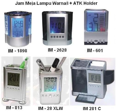 Jam Meja Lampu Pen Holder