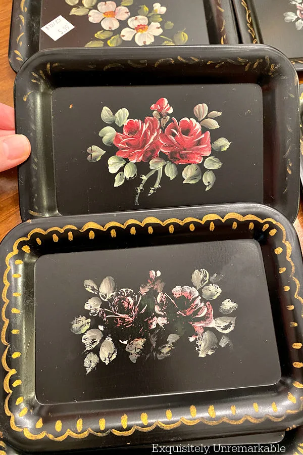 Painted Floral Mini Toleware Trays