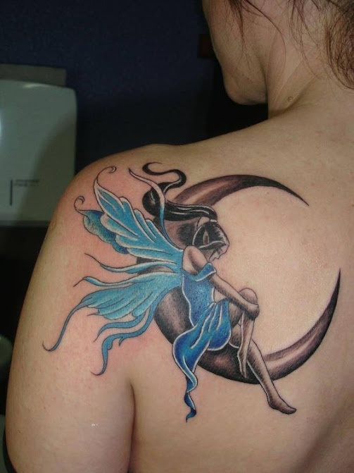 Fairy-on-the-Moon-Back-Shoulder-Tattoo