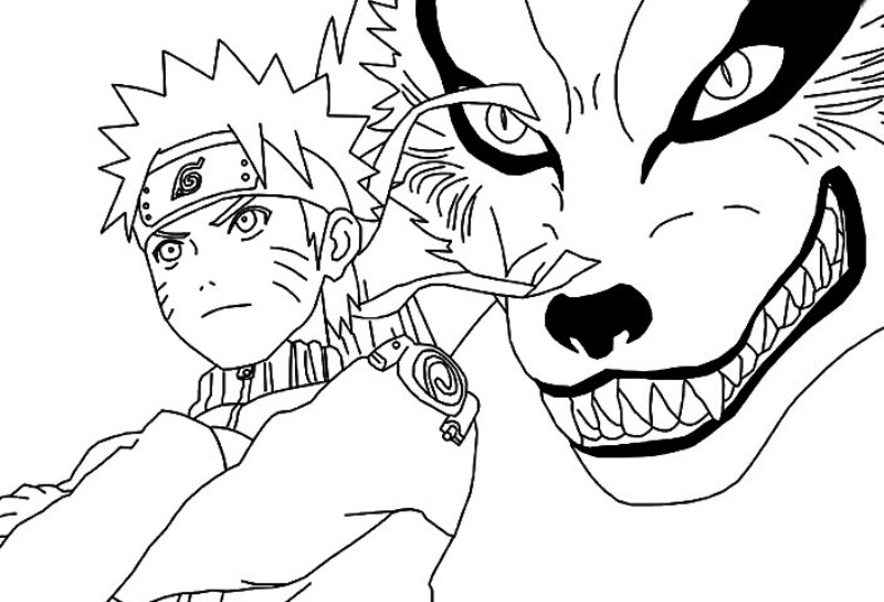 Sketsa gambar naruto saat beraksi untuk belajar mewarnai anak