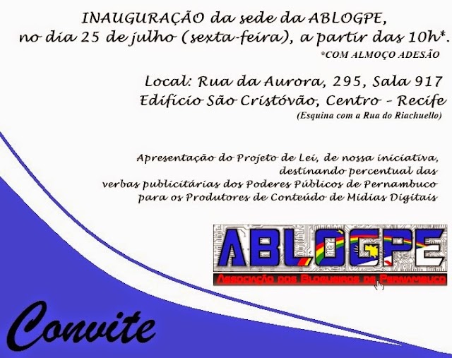 INAUGURAÇÃO DA SALA DA ABLOGPE SERÁ DIA 25