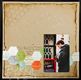 Epic Day This and That Scrapbook Page by Stampin' Up! Demonstrator Bekka Prideaux.  Great use of the Honeycomb Embossing Folder as a Stamp.  Check out her blog for other great ideas
