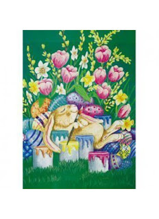 painter bunny easter garden flag