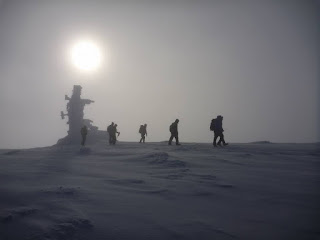 Cairngorm summit on Nottingham University club winter skills and winter mountaineering weekend 2018