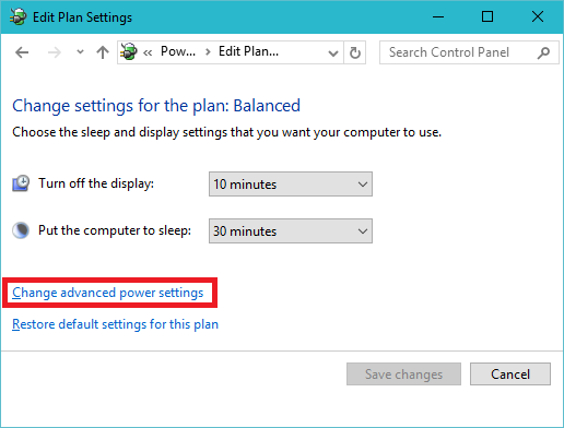 Change Advanced Power Settings