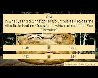 In what year did Christopher Columbus sail across the Atlantic to land on Guanahani, which he renamed San Salvador? Answer choices include: 1249, 1294, 1492, 1924