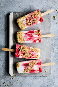 Strawberry Rhubarb Pie a La Mode Popsicles | Land of Honey
