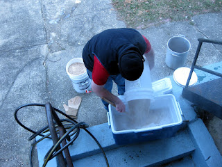 Mashing my 10 gallons of brown for the bourbon barrel.