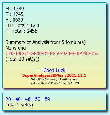 Thai lottery htf tf  digits and total & live result today 16-7-2025bBy, InformationBoxTicket