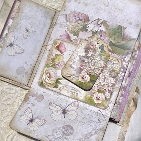 Sara Emily Barker https://sarascloset1.blogspot.com/2019/05/mini-album-tour-featuring-stamperia.html Stamperia Lilac Flowers Tim Holtz Entomology Lace Baseboard Frames Mini Album Tour 11