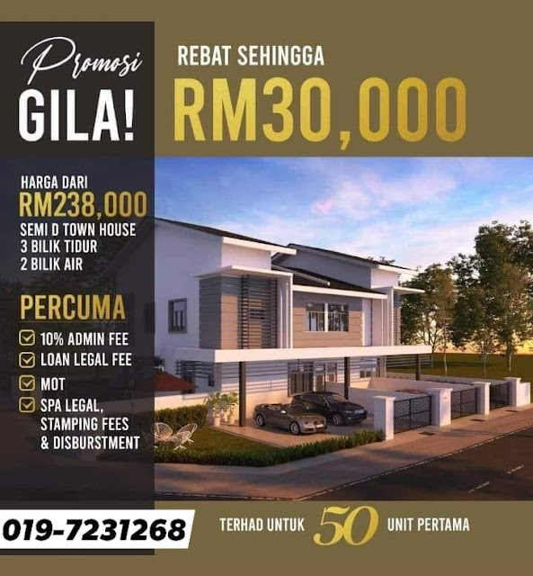 Rumah Semi-D Town House bawah harga RM250K di Sitiawan Perak