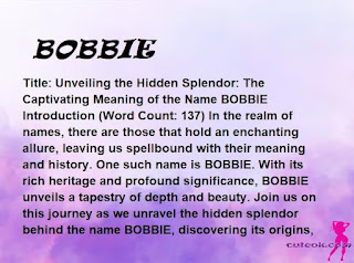 meaning of the name "BOBBIE"