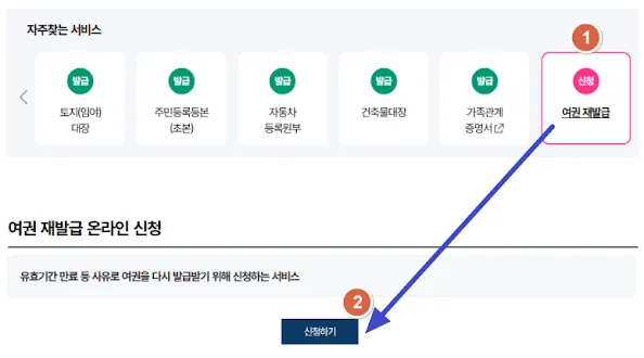 여권 재발급 신청하기