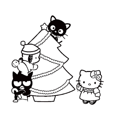 Dibujo para colorear de Hello Kitty de navidad