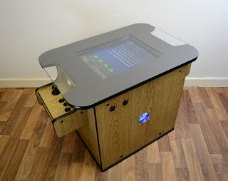 oak wood finish arcade table machine pacman