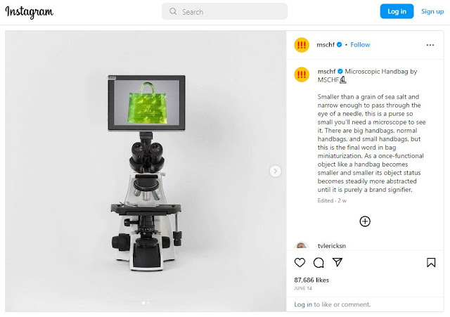 Instagram post of Microscopic Handbag by MSCHF