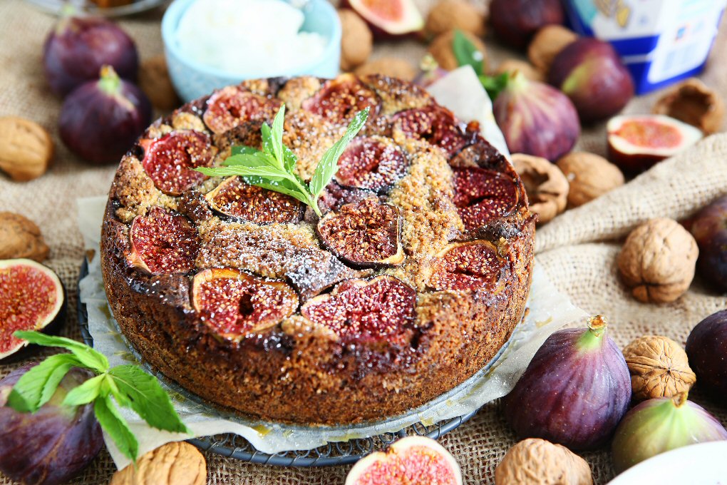 Gluten Free Fresh Fig and Walnut Cake