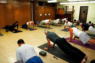 group yoga class with prisoners