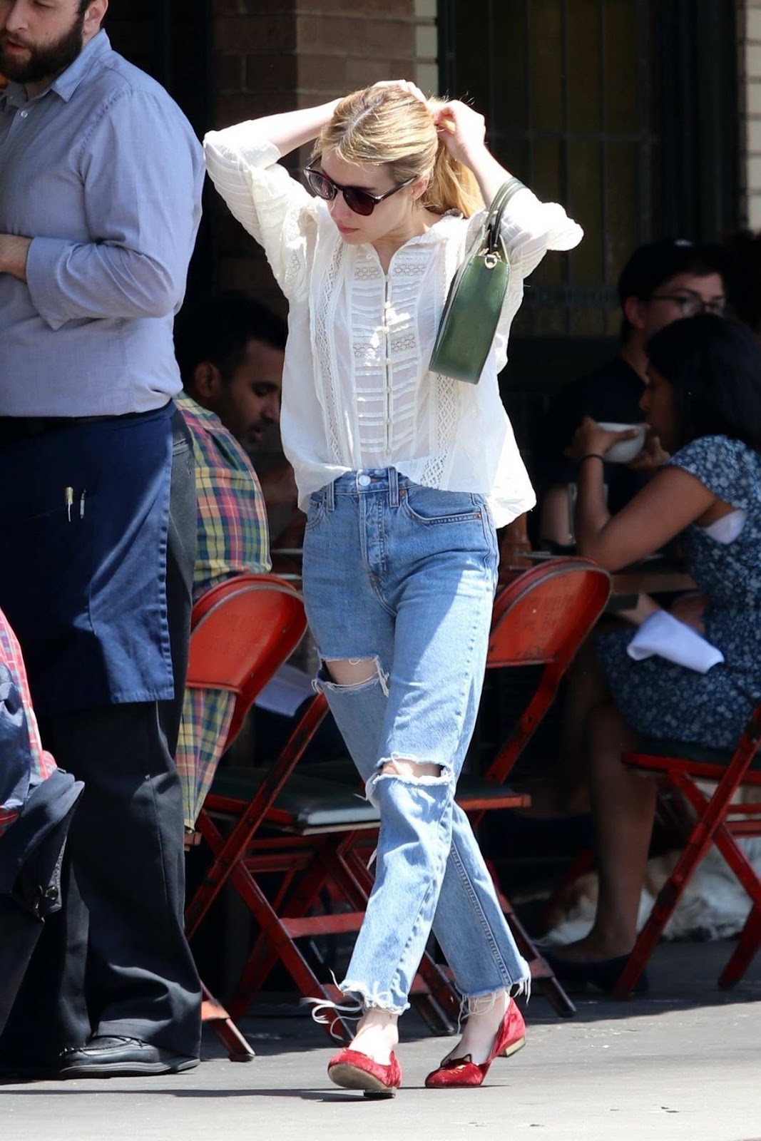 Emma Roberts – Celebrity Street Style in a Ripped Jeans in California