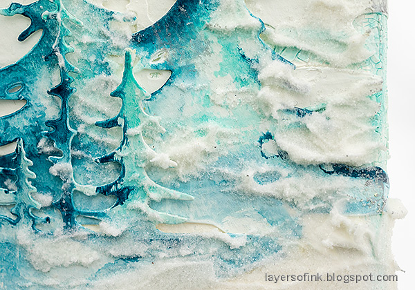 Layers of ink - Snowy Glittery Forest Canvas Tutorial by Anna-Karin Evaldsson.