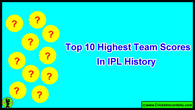 List Of Top 10 Highest Team Scores In IPL History - Cricket Records