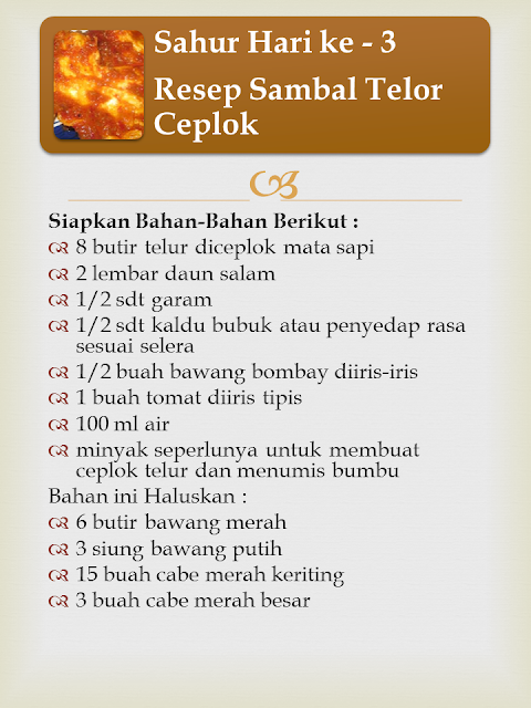 Menu Sahur Selama Sebulan