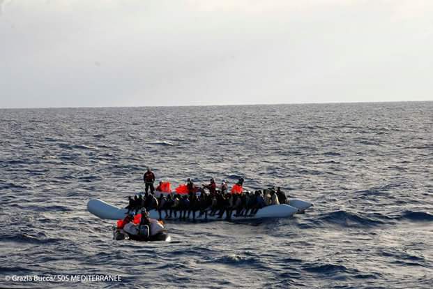 Photos: 115 African migrants including 11 women, a baby and 31 unaccompanied minors rescued from rubber boat off Libyan coast