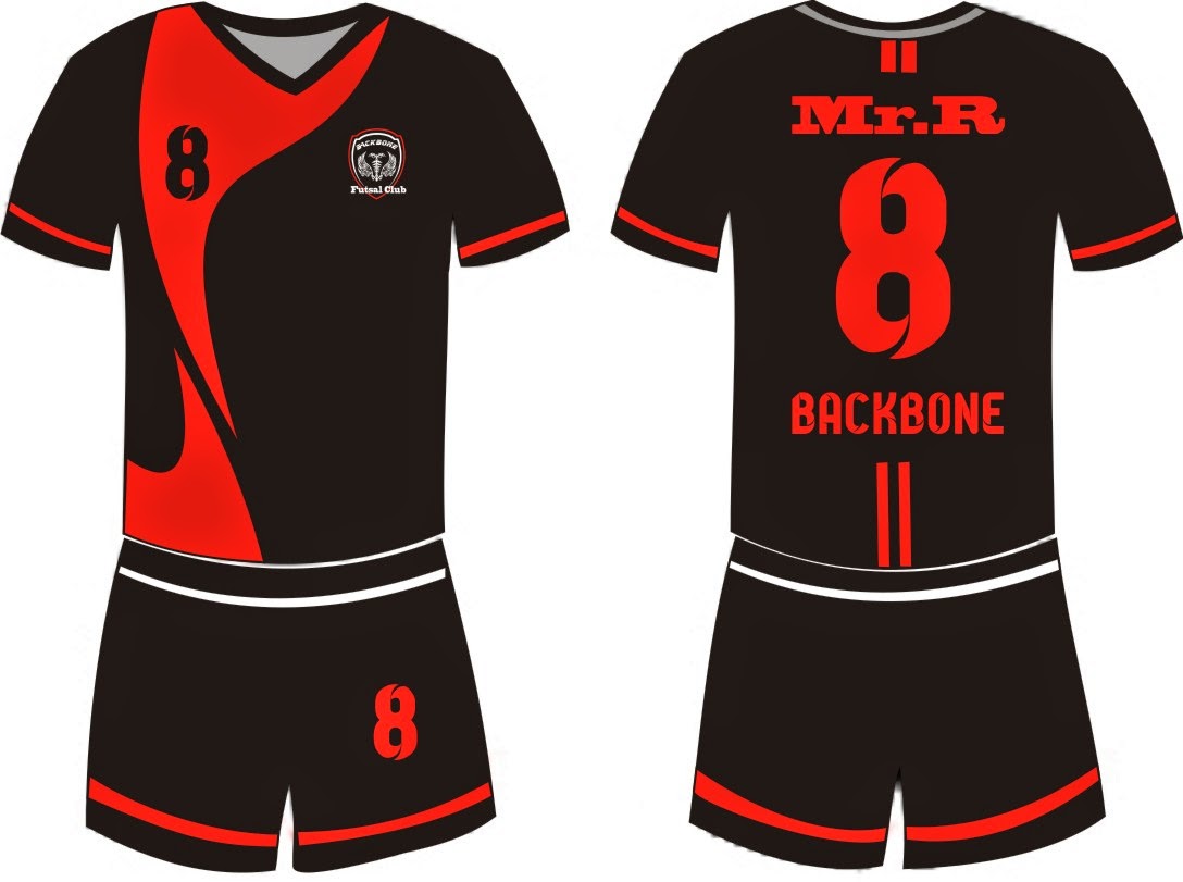  Gambar  Desain  Kaos  Tim  Football Futsal Backbone Jersey 