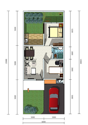 Denah Rumah Minimalis 2 Kamar Tidur