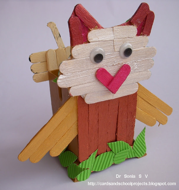  Crafts ,Kids Projects: Popsicle Stick Craft Tutorial- Ladybird and Owl