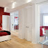 Innocuous Red Interior In White Loft Design