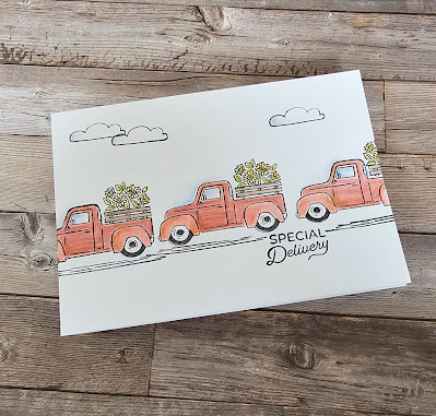 Trucking Along stampin up easy simple one layer cardTrucking Along stampin up easy simple one layer card