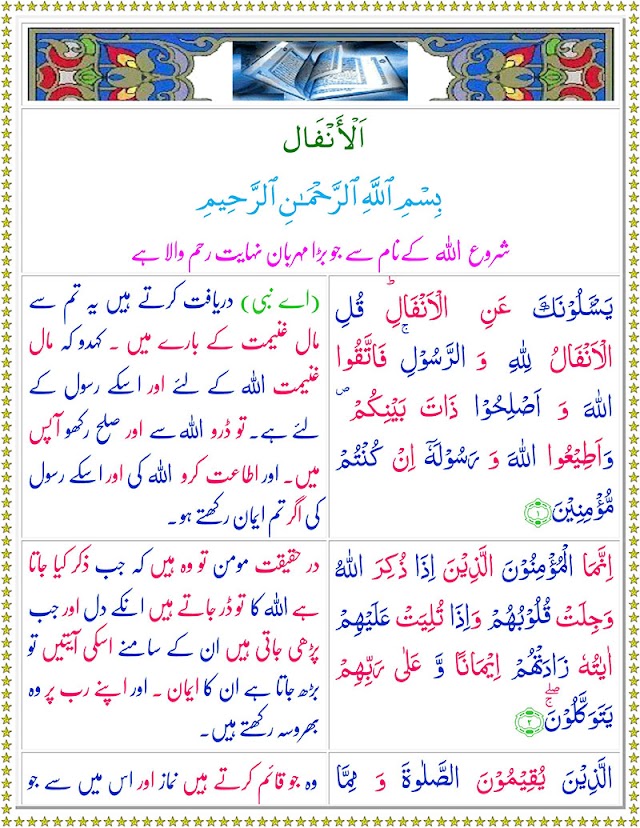 Surah Al-Anfal with Urdu Translation