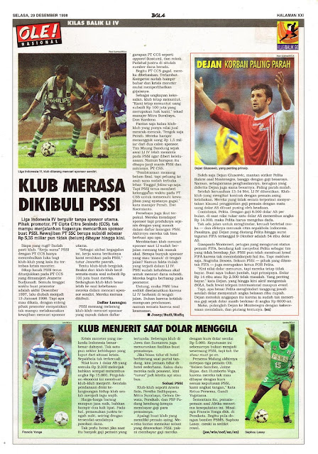 LIGA INDONESIA IV KLUB MERASA DIBOHONGI