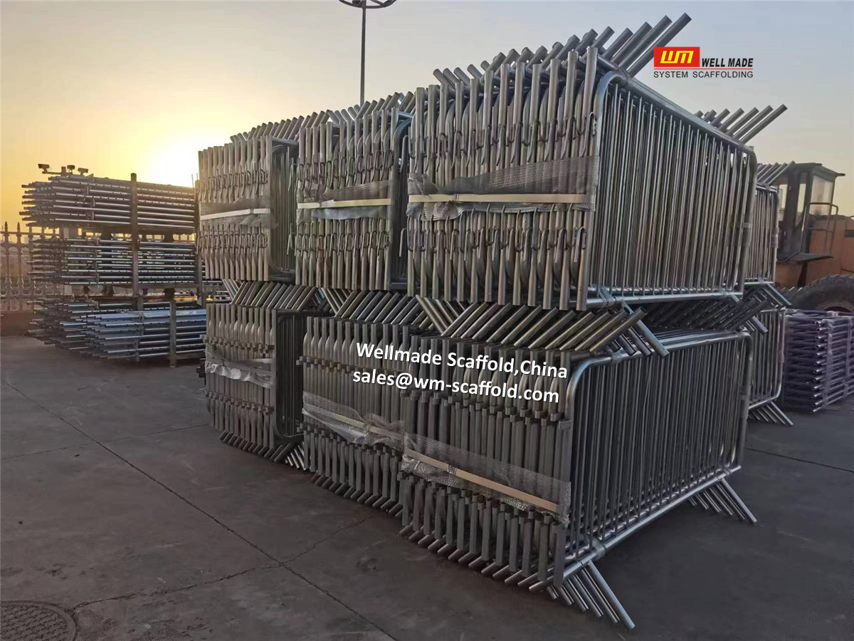 crowd control barrier - pedestrian bar barrier - metal barriers scaffold fence -wellmade china