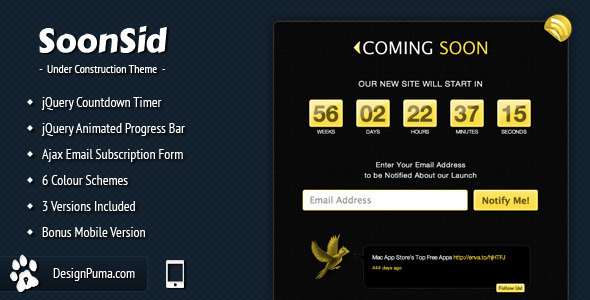 SoonSid - Coming Soon Theme - Under Construction Specialty Pages