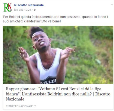 Riscatto nazionale, referendum e invettiva sul testo di bello figo