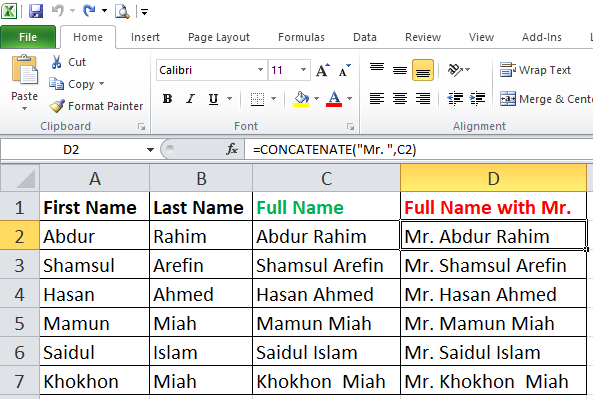 CONCATENATE Functions in Excel