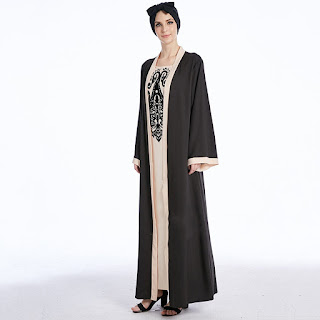 Muslim Women Modest Maxi Dress Abaya Turkey Puff sleeve Long Robe Kaftan Clothes