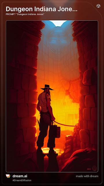 An AI-generated image of Indiana Jones in the dungeon