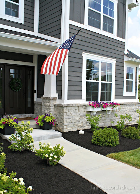 Dark gray house white trim