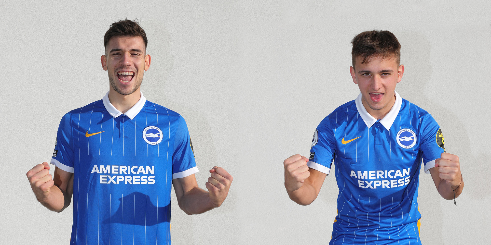 Jakub Moder i Michał Karbownik w barwach nowego klubu<br><br>fot. Brighton & Hove Albion