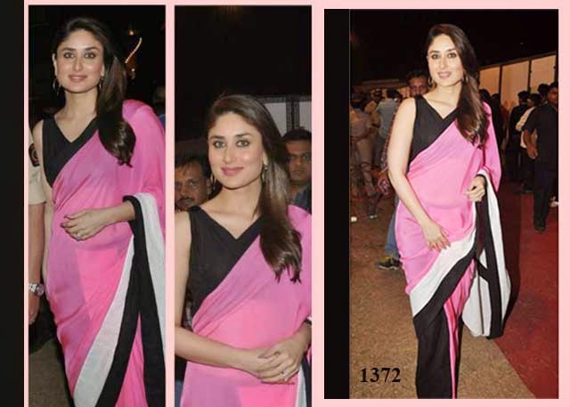 1372 - Kareena Kapoor in beautiful pink and black designer half and half saree