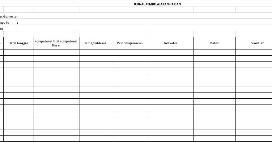 Contoh Format Jurnal Pembelajaran Harian Kurikulum 2013 