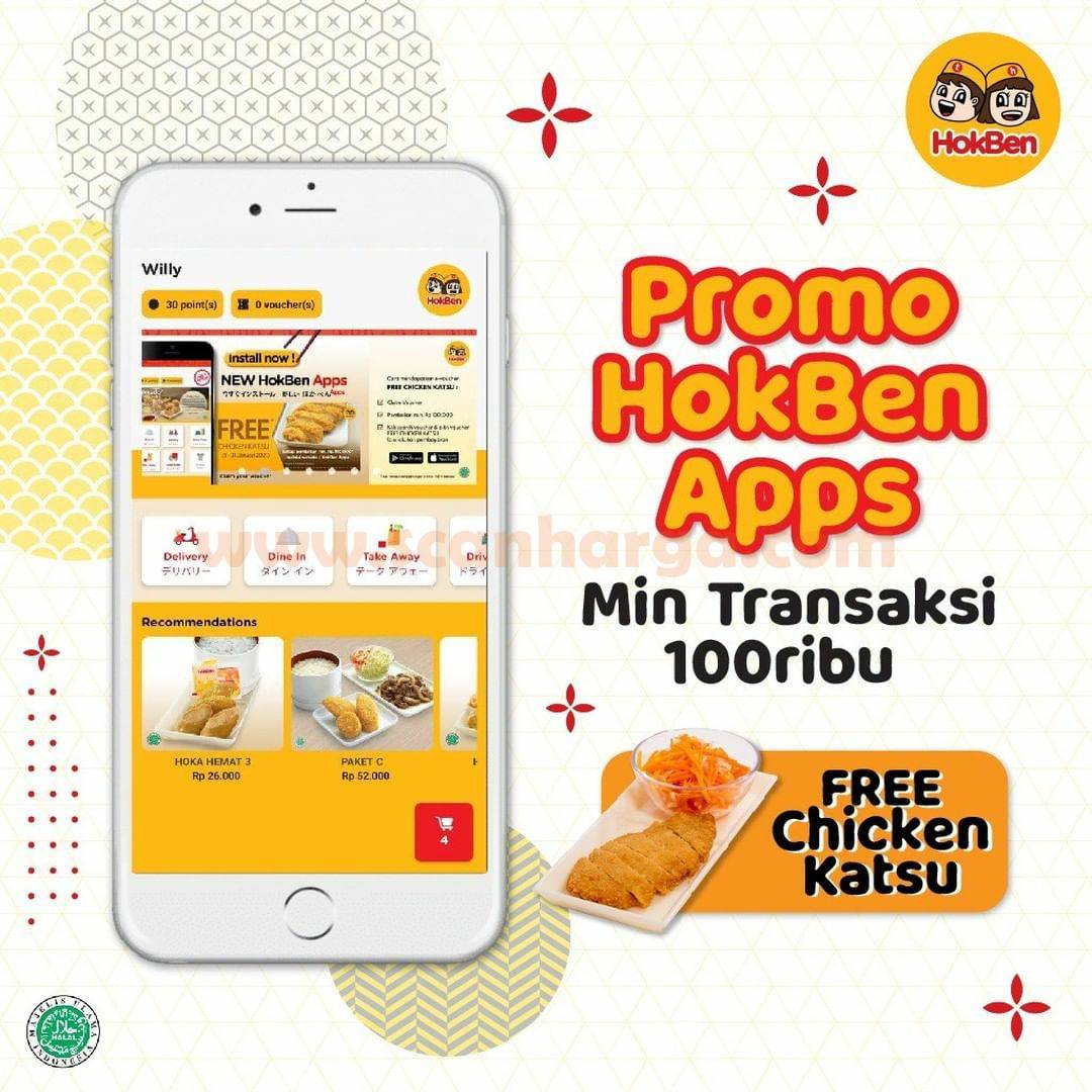 Hokben Promo Gratis Chicken Katsu Melalui Hokben Apps*