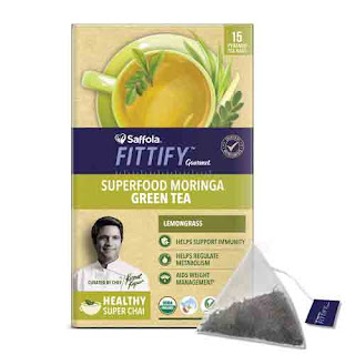 Saffola FITTIFY Gourmet Superfood Moringa Green Tea - 37.5 g (Lemongrass, 15 Sachets)